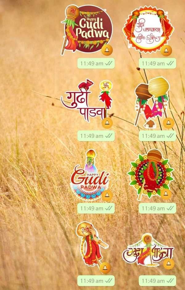 Gudi Padwa themed WhatsApp stickers.