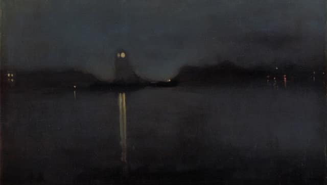 Grey was the palette of James Abbott McNeill Whistler’s grim landscapes. Seen here: Nocturne. Image via Wikimedia Commons