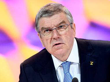 File photo of IOC President Thomas Bach. Keystone via AP Photo