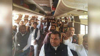 MP political crisis: 95 Congress MLAs reach Bhopal airport, to leave for Jaipur as party scrambles to save Kamal Nath govt