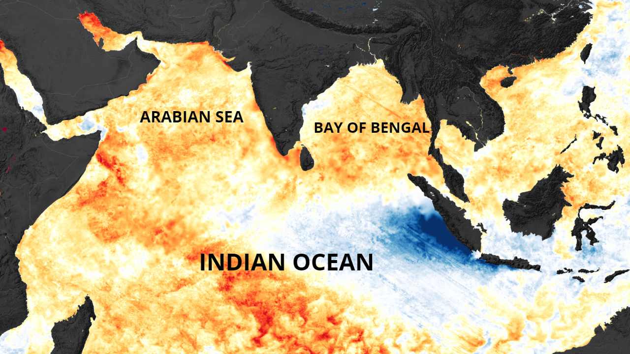 Oceanic activity around the subcontinent of India. Image credit: NOAA