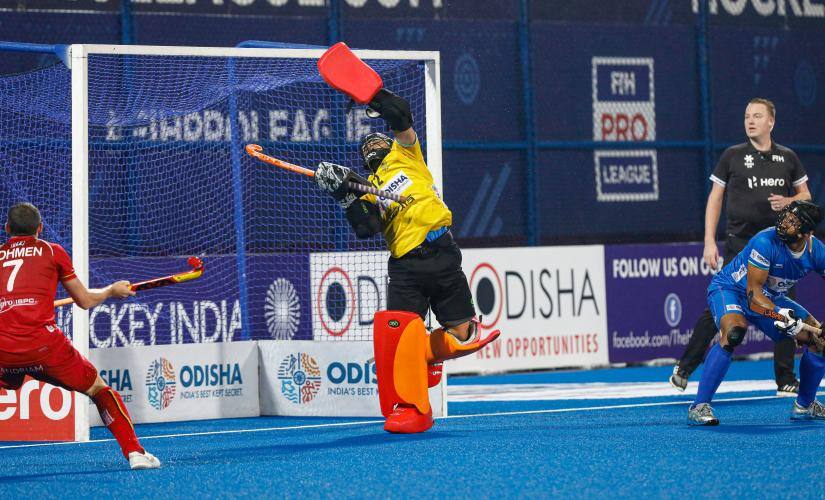 Krishan B Pathak (in picture) and PR Sreejesh have both held the goalkeeping duties at the FIH Pro League. Image: Hockey India