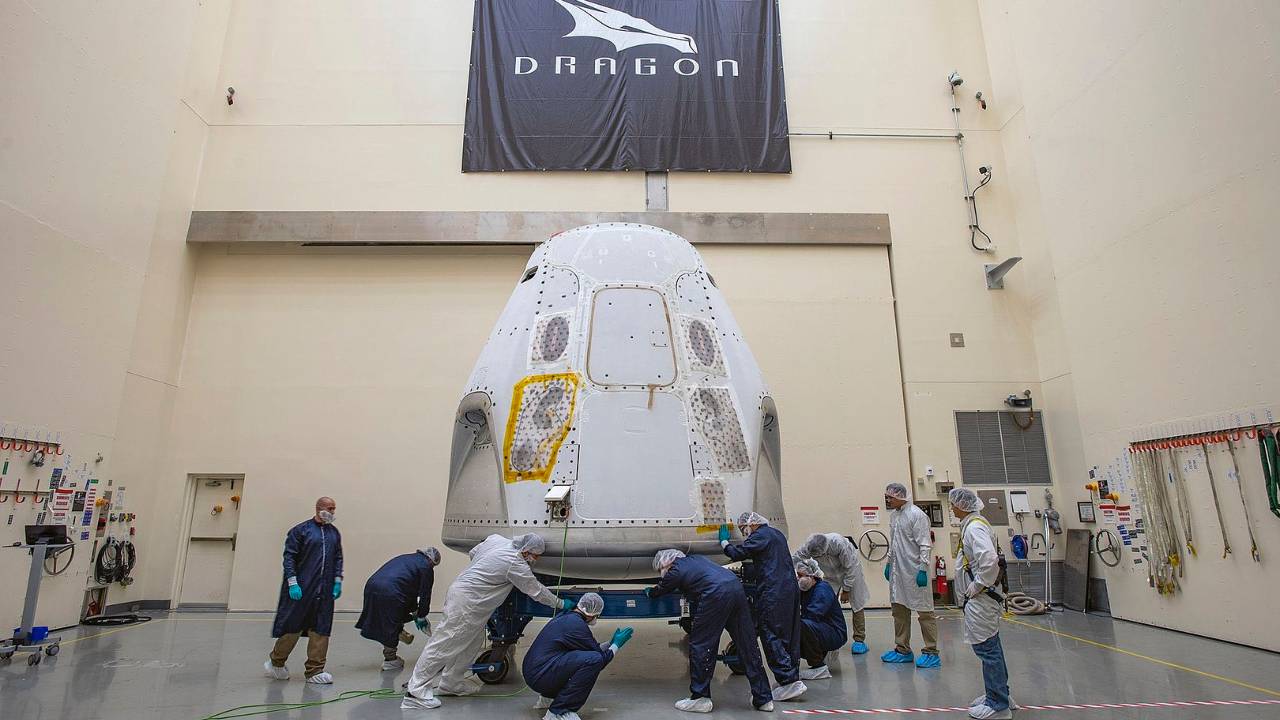 SpaceX's Crew Dragon to be used for Demo-2, arrives for processing. Image credit: Wikipedia 