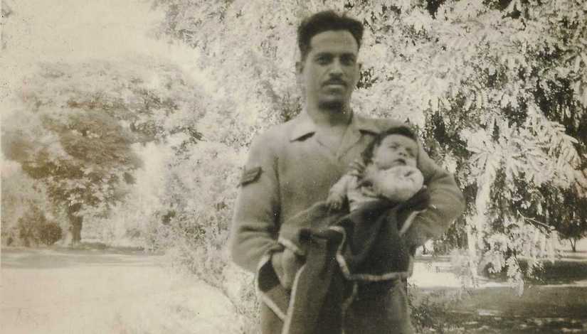Ehsan Ahmed's grandfather, Mohammad Iqbal, a soldier in the British Army when the Partition occurred, with his eldest daughter. Image procured by author