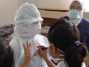 Names written on PPE gear to identify personnel. Pic courtesy: Govt Medical College and Hospital, Kalamassery, Ernakulam