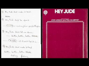 Paul McCartney's handwritten lyrics to The Beatles' hit song 'Hey Jude' sold in an online bid for $910,000