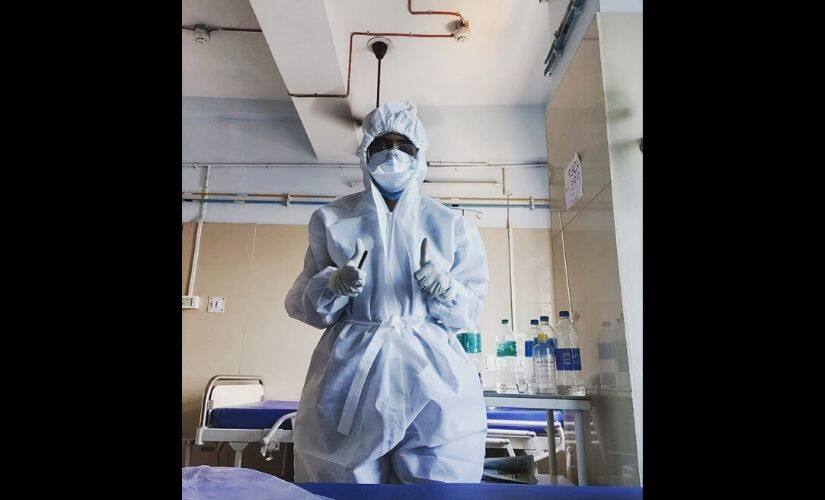 Dr Monica Saha wearing a PPE while on duty at MR Bangur Hospital, Kolkata. Photo courtesy: Monica Saha