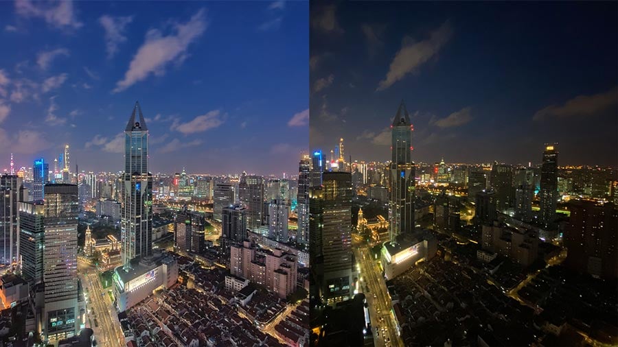 One of these images is from the OnePlus 8 Pro, the other from an unnamed smartphone. Image: OnePlus