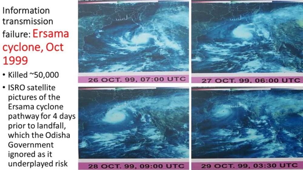 NRSA satellite pictures showing the cyclone’s progress for 3 days before landfall