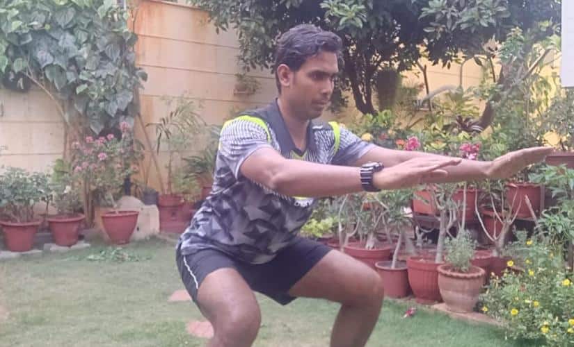 Sharath Kamal has been training at his residence to keep himself fit. Picture credit: Sharath Kamal