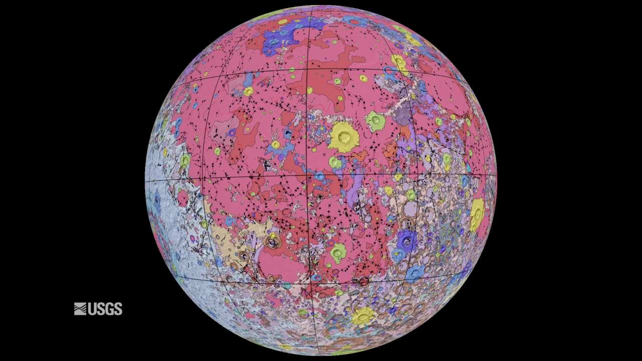 Unified Geologic Map of the Moon will serve as a reference for lunar science and future human missions to the Moon. Credit: NASA/GSFC/USGS.