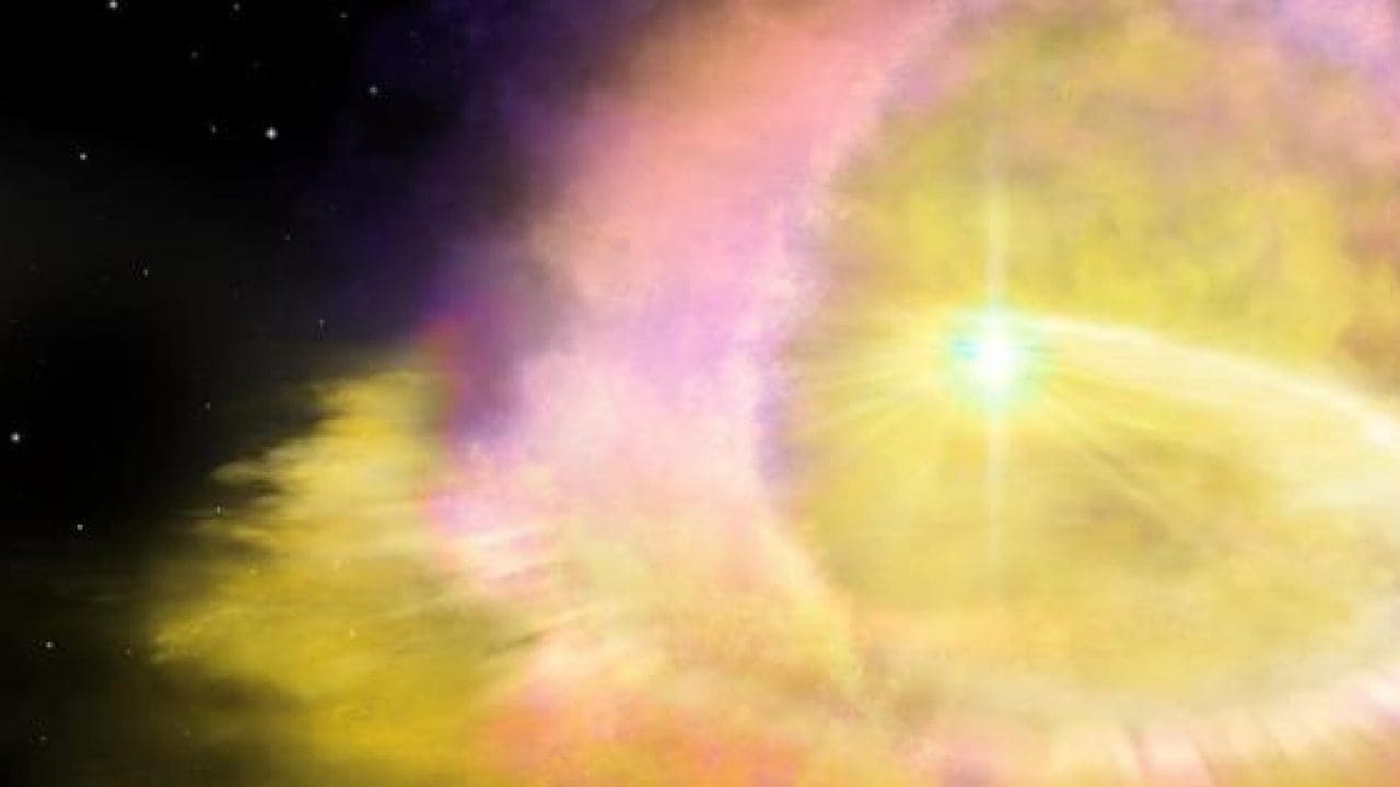 An artist's illustration of a brilliant supernova, the explosive death of a star. (Image credit: Aaron Geller/Northwestern University)