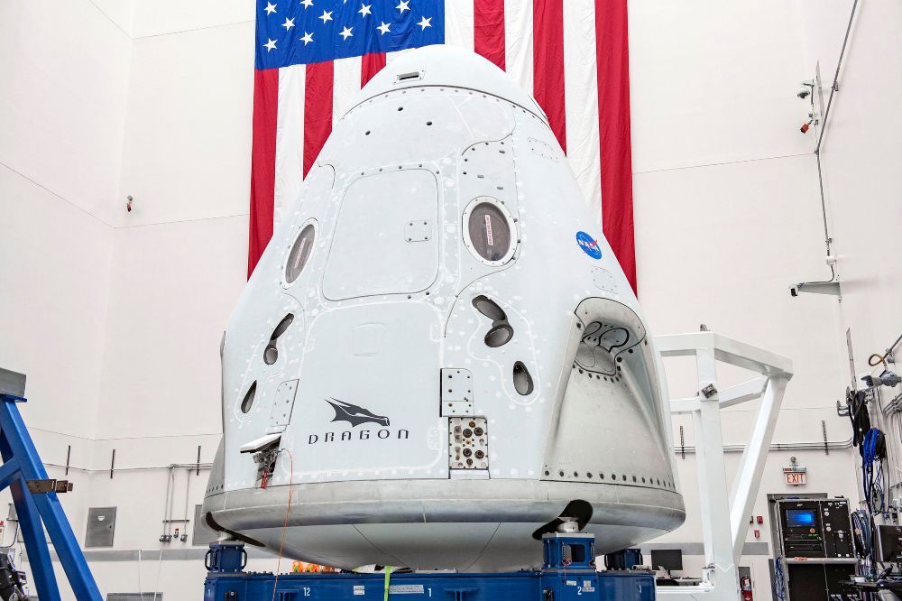 The Dragon capsule being prepped in a NASA site before its launch on 27 May. Image credit: Twitter