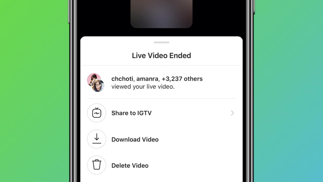 Instagram live videos don't need to be downloaded first to be uploaded to IGTV now. Image: Instagram/Twitter