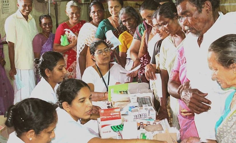 A free medical camp organised as part of the Public Information Campaign on Bharat Nirman, at Piravom, Kerala, in 2012. Wikimedia Commons.