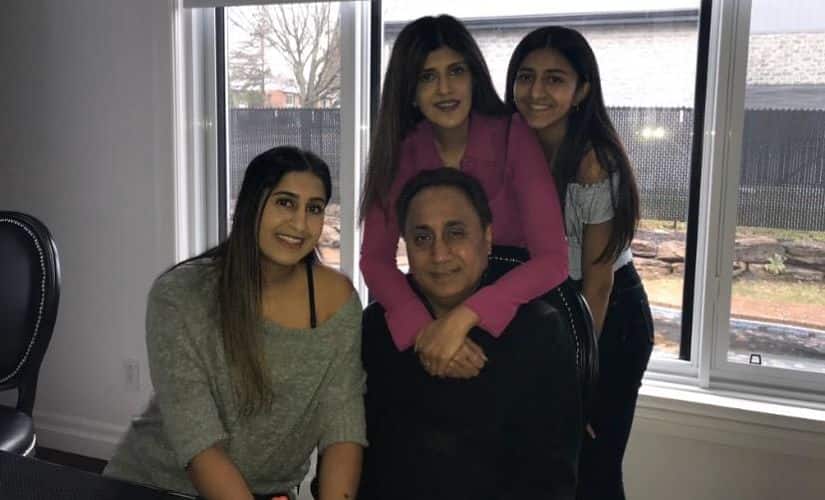 (Clockwise from left) Trisha Walia, Aneesha Walia (wife), Alayna Walia and Manmeet Singh Walia. 