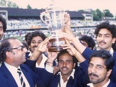 Members of the Indian team lifting the 1983 World Cup trophy. @BCCI/Twitter