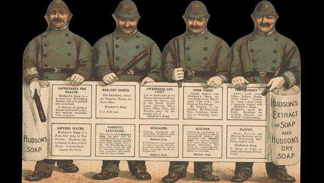Advertisment for Hudson's Soap with policemen. Photo credit: Wikimedia Commons/Wellcome Images