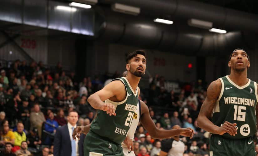 After OKC Blue, Amjyot Singh Gill (L) played for NBA G-League side Wisconsin Herd. Image: Twitter/@gill-amjyot