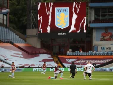 Aston Villa, Sheffield United players and match referee took a knee before restart of Premier League to express support for anti-racism protests. AP