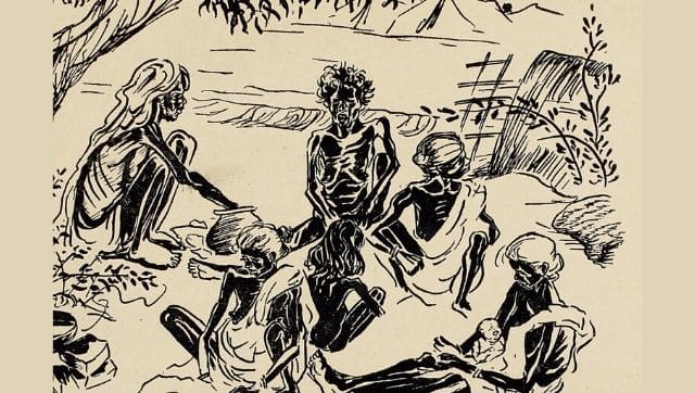 ‘Midnapur.’ Sketch from Hungry Bengal by Chittaprosad Bhattacharya, 1943. Courtesy: DAG