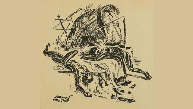 ‘Contai.’ Sketch from Hungry Bengal by Chittaprosad Bhattacharya, 1943. Courtesy: DAG