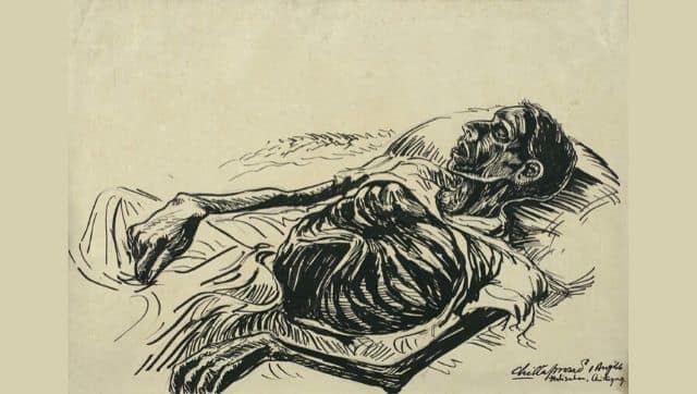 ‘Halisahan, Chittagung.’ Sketch from Hungry Bengal by Chittaprosad Bhattacharya, 1944. Courtesy: DAG