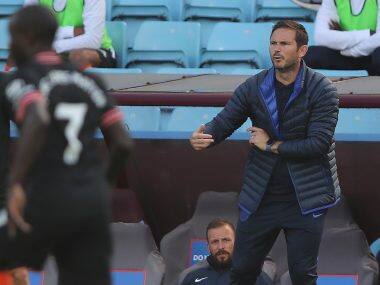 Chelsea manager Frank Lampard on the touchline in the game against Aston Villa. AP