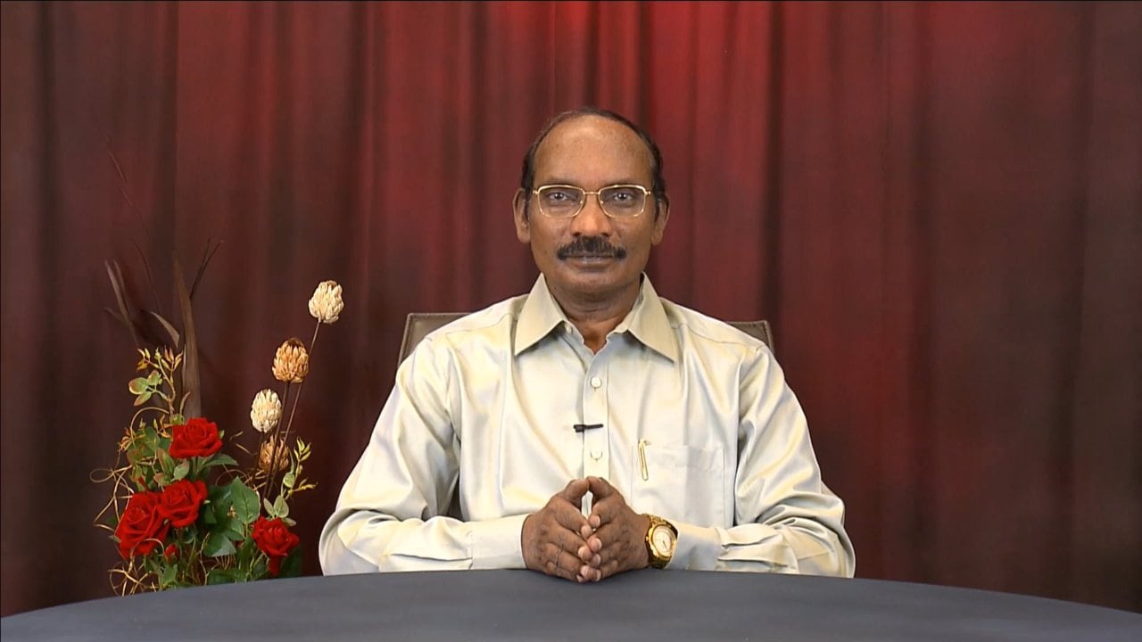 ISRO chief K.Sivan during ISRO's live stream session today. Image credit: ISRO/Youtube