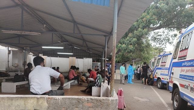 Waiting area at COVID Outpatient block at KMCH. Firstpost/Greeshma Kuthar