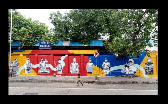 St+art India creates mural at Mumbai's Mahim Junction in honour of the city's frontline workers in COVID-19 fight