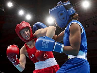 File image of Virginia Fuchs (left) competing against Ingrit Valencia of Colombia in the women’s flyweight boxing final at the Pan American Games. AP Photo