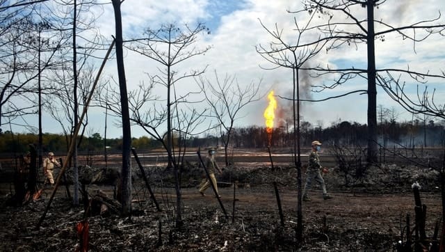 Fury of fire at Baghjan. Image courtesy MoneyControl 