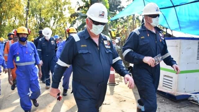Experts from M/s Alert Disaster Control visited the gas well blowout site at Baghjan on 8 June 2020. Image courtesy @OilIndiaLimited