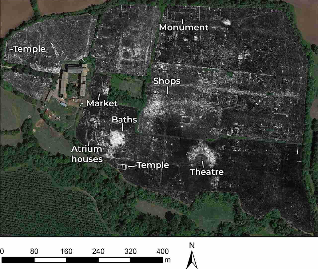 Wider layout of features in Falerii Novi, Italy mapped using GPR data, captured on 8 May 2020. Image: L Verdonck via Reuters