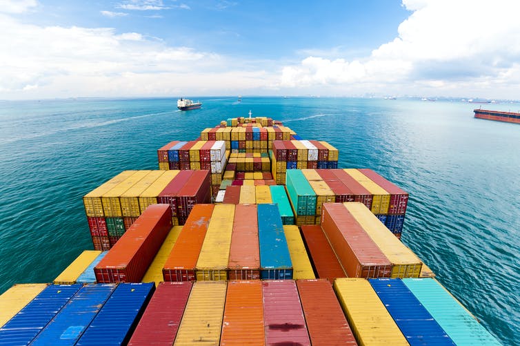 Cargo ships enter Singapore – one of the busiest ports in the world. Donvictorio/Shutterstock