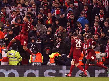 File image of Roberto Firmino celebrating after scoring for Liverpool. AP Photo