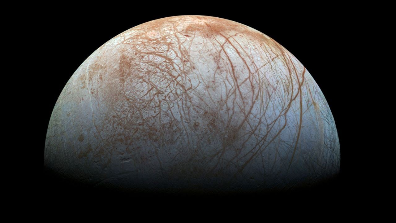The puzzling, fascinating surface of Jupiter's icy moon Europa looms large in this newly-reprocessed color view, made from images taken by NASA's Galileo spacecraft in the late 1990s. Image credit: NASA/JPL-Caltech/SETI Institute
