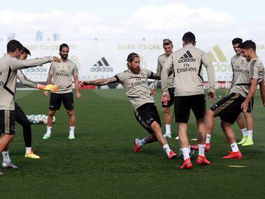 Real Madrid players practice ahead of their game against Eibar. Image:Twitter/RealMadrid
