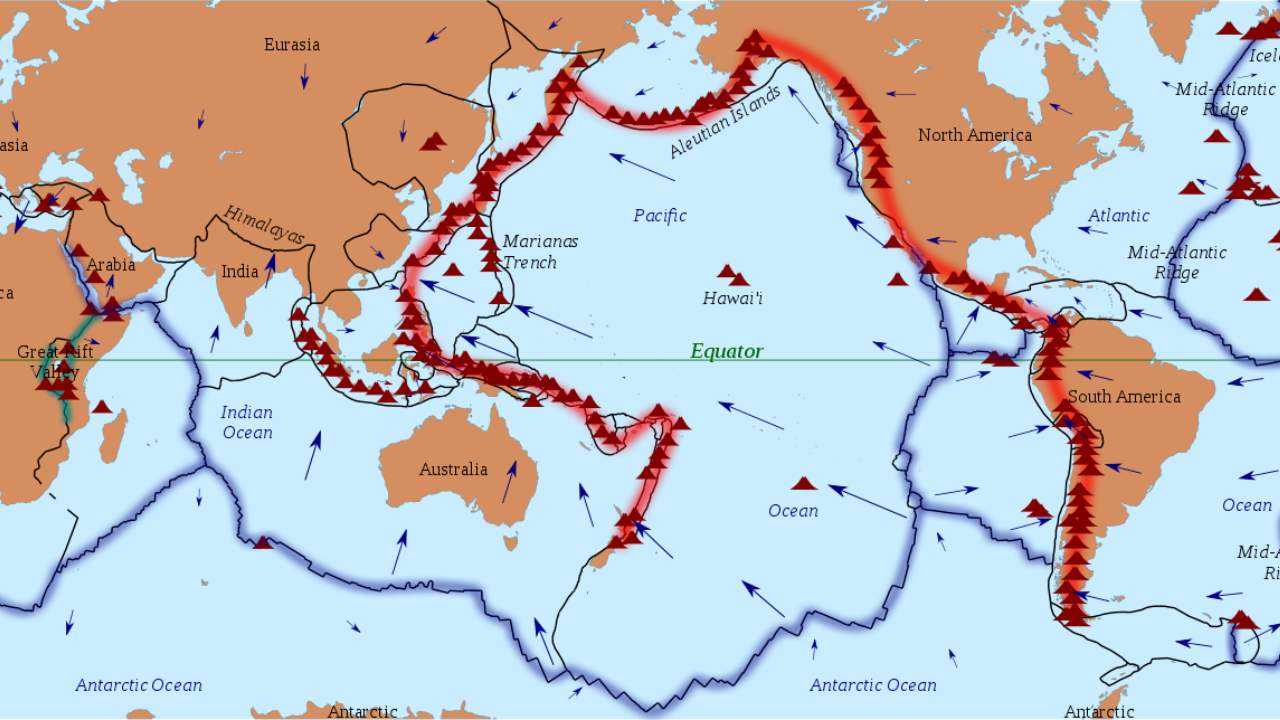 A map showing the boundaries of the tectonic plates around the world. Image credit: Wikipedia