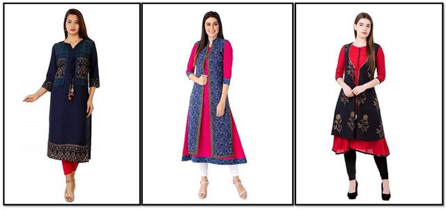 Top stylish Kurtis with a Jacket that spell oomph Top stylish Kurtis with a Jacket that spell oomph