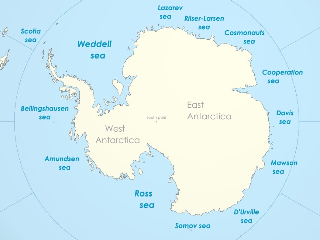 Map of Antarctica that shows the Ross sea. image credit: Wikipedia 