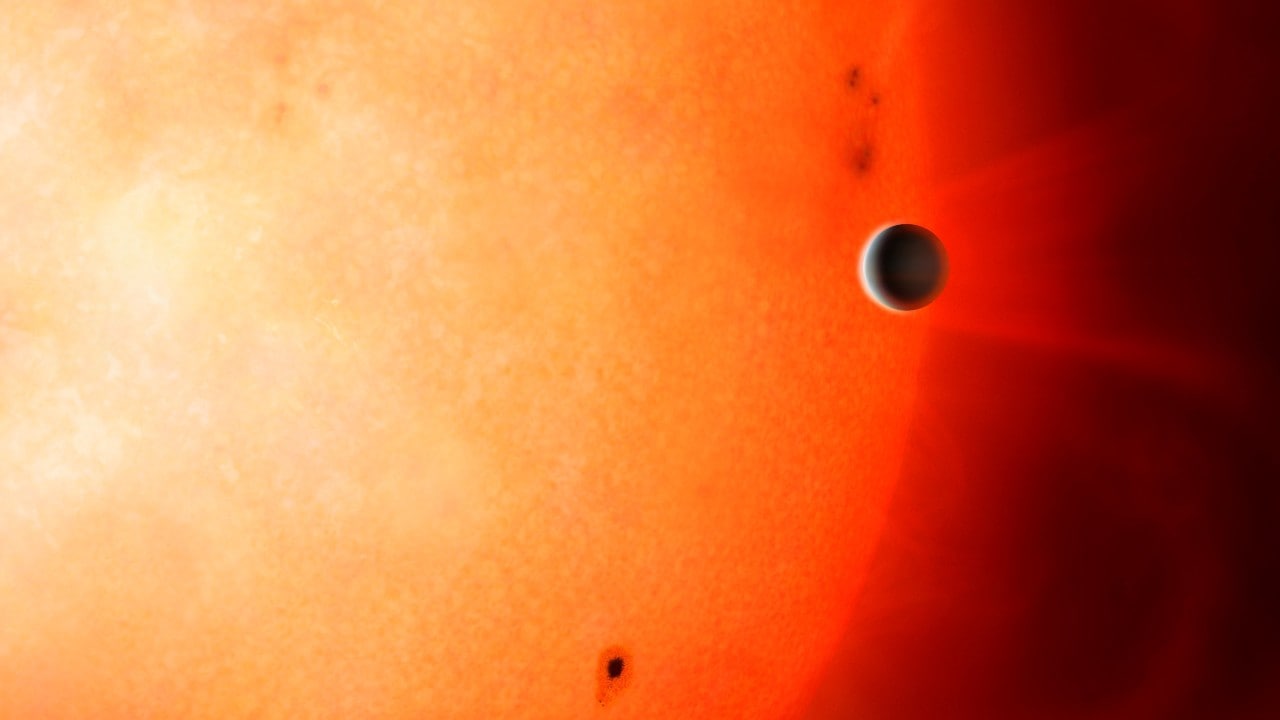 Artist’s illustration showing a Neptune-sized planet in the 