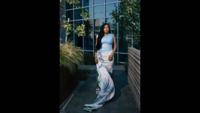 Anifa Mvuemba, the womenswear designer, in Tysons, Va., June 29, 2020. Mvuemba, the founder of Hanifa, debuted a clothing collection in May called Pink Label Congo with a digitally rendered model called Imani. Alyssa Schukar/ © 20xx The New York Times