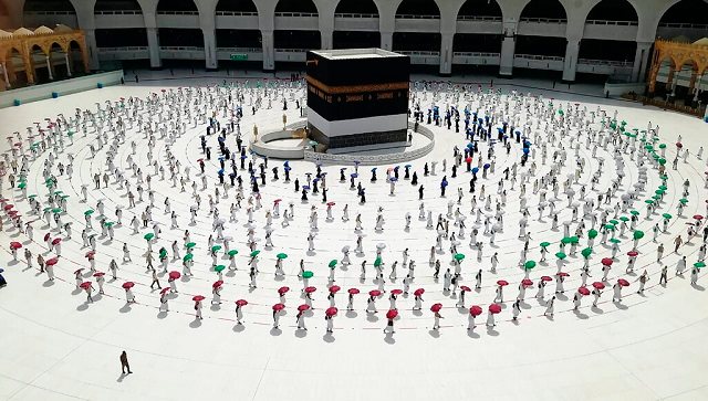 Scaled-down Hajj begins with social distancing measures; pilgrims tested for COVID-19, given special attire Scaled-down Hajj begins with social distancing measures; pilgrims tested for COVID-19, given special attire