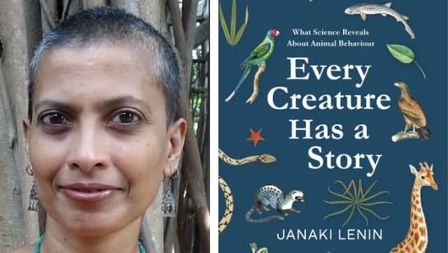 Janaki Lenin (left); Cover of Lenin's book Every Creature Has a Story