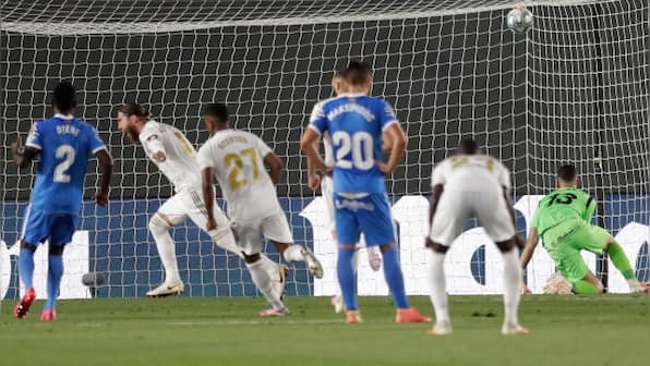 LaLiga: Real Madrid captain Sergio Ramos leads way towards title with late goal against Getafe