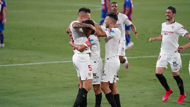 LaLiga: Sevilla's Lucas Ocampos scores then makes winning save against Eibar; Real Sociedad held by Levante LaLiga: Sevilla's Lucas Ocampos scores then makes winning save against Eibar; Real Sociedad held by Levante