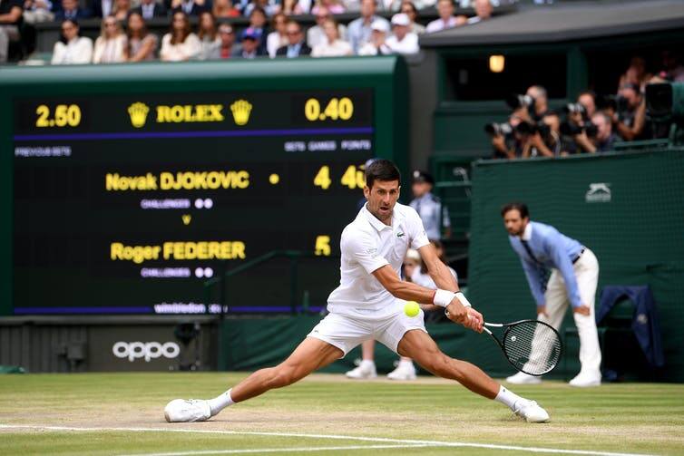 Wimbledon men’s final, 2019. Image via The Conversation/ Laurence Griffiths/ PA