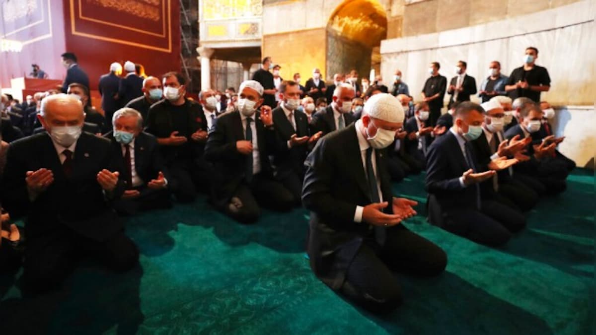 Turkey, Greece exchange harsh words after first Islamic prayers in Hagia Sophia in nine decades